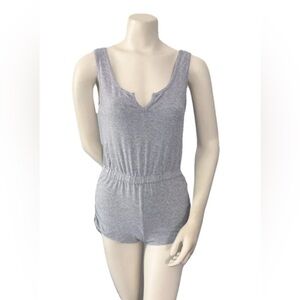 NIA Women’s Gray Sleeveless Romper Size S Stretch Drawstring Waist Casual